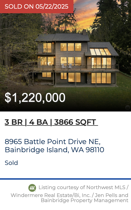Battle Point Drive Sold by Jen Pells Windermere Bainbridge
